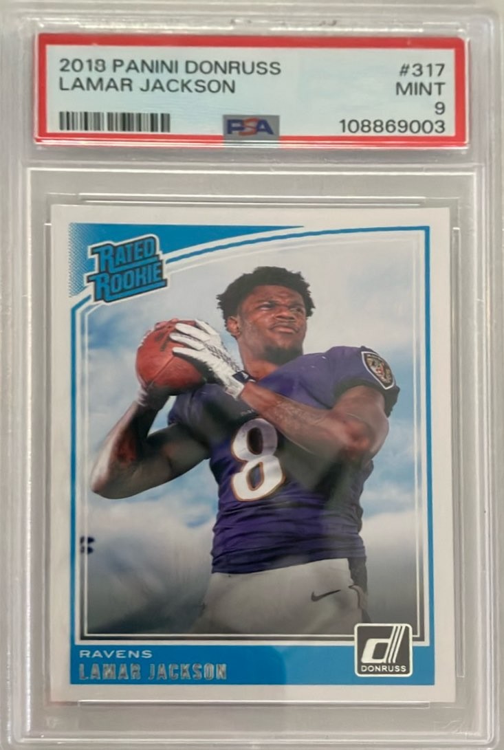 2018 DONRUSS #317 LAMAR JACKSON RC PSA 9