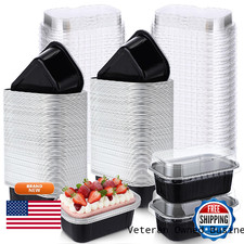 Vesici 100 Sets Mini Loaf Pans Lids 5.7 Oz Disposable Aluminum Foil Baking Cups