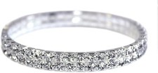 2 Row Wedding Party Crystal Rhinestone Stretch Bracelet Sparkling Diamond Bangle
