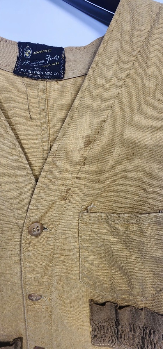 【vintage】HETTRICK MFG.CO HUNTING VEST Vtg Hettrick Mfg Co 40s Half Moon Hunting Fishing Vest