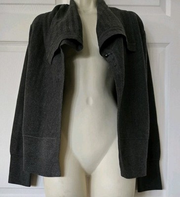 Per Se By Carlisle Gray Open Front Textured Cardigan Sweater W/Pin Sz L NWT 