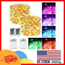 2Pack 78Ft RGB Battery Fairy Lights, 240 LEDs with Remote  Timer for Festive...