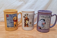 Winnie The Pooh Tigger Eeyore Walt Disney World 3D Relief Cups Mugs Lot Of 3