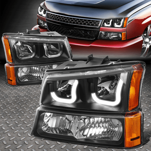 [3D LED J-HALO DRL]FOR 03-07 SILVERADO HEADLIGHT SIGNAL BUMPER LAMP BLACK/AMBER - Bild 1 von 11