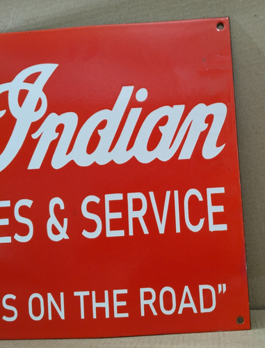 Indian Sales & Service Porcelain Enamel Sign 24 X 14 Inches 1 sides - Picture 3 of 5