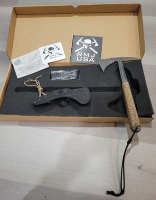 #ad RMJ Tactical Kestrel Feather Tomahawk Tungsten Cerakote 80CRV2 Steel Hyena Brown $390.00