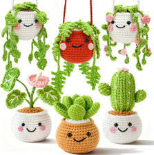 Crochet Kit for Beginners with 6 Fake Plants, Step-by-Step Video Tutorials, Yarn