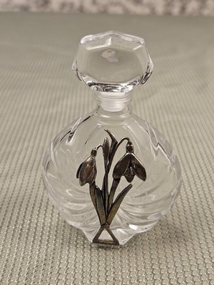 1970's French perfume bottle, having mounted with silver Metal Lily