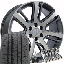 22x9 Gunmetal 4738 Wheels Bridgestone Tires Tpms Lugs Set 6x5.5 31et