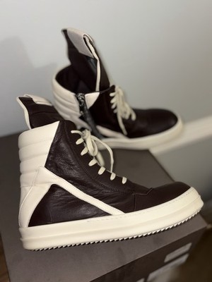 Rick Owen Geobasket Calf Leather Brown White 2025 Size 43 10 Ramones Vans Chrome