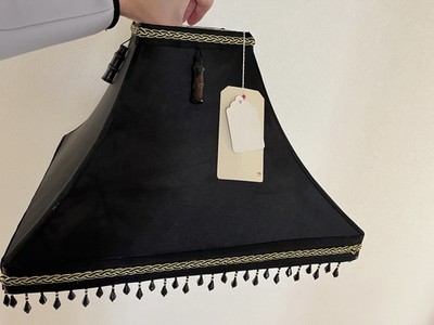 Black Fabric Lined Square Lamp Shades 8.5 In High Set of 1