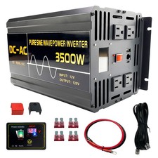 3500W Pure Sine Wave Power Inverter DC 12V to AC 120V Converter with LCD Display