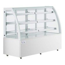 72" White 3-Shelf Curved Glass Dry Bakery Display Case with LED Lighting