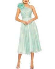 Mac Duggal One-Shoulder Tea-Length Dress Women's