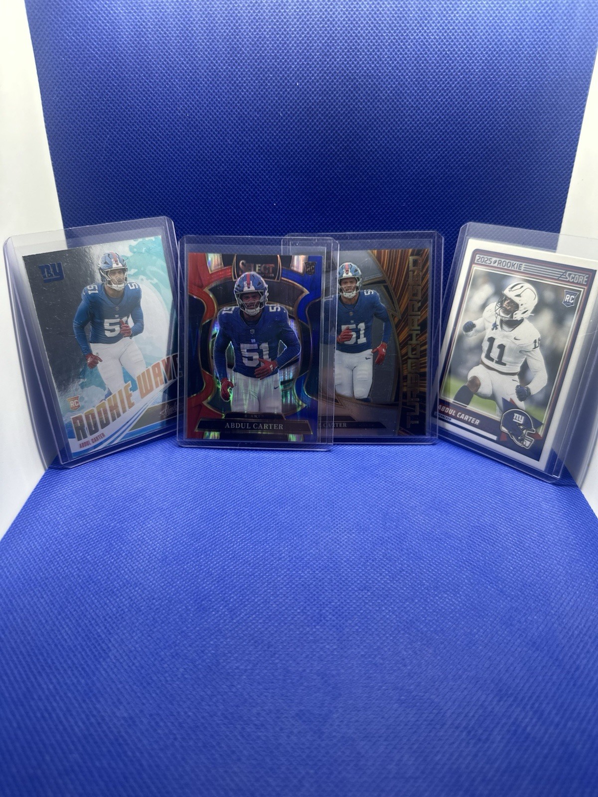 2025 Abdul Carter RC Lot Panini Select Red Blue Shock Absolute Score Giants