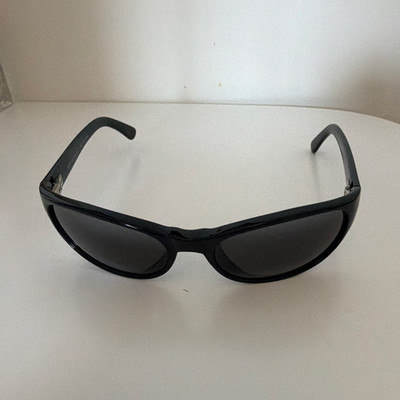 Maui Jim Unisex Wrap Sunglasses Black Plastic Frame Gray Tinted Lenses