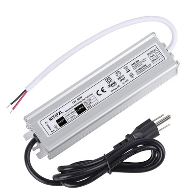 LED Driver 60W 12V DC Waterproof IP67 Power Supply Transformer 100-265V Outdoor