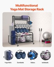 New Yoga Mat Storage Rack, Home Gym Workout Equipment Organizer, Powder Coated