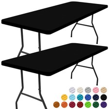 2 Pack Rectangle Picnic Table Cloth, Waterproof Elastic Fitted Tablecloths, W...