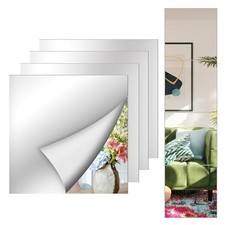4 Pack Acrylic Mirror Tiles 10 x 10 Inch Self-Adhesive Flexible 10x10inch-4pcs