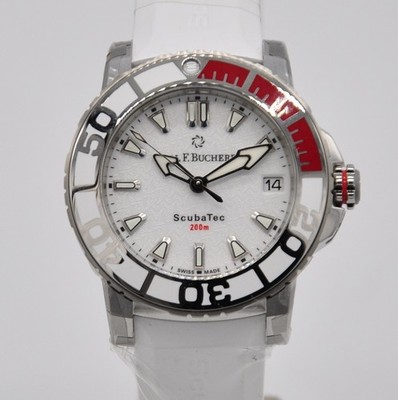 Carl F. Bucherer Patravi Scubatec Steel White 36mm 00.10634.23.23.03 Rubber Auto