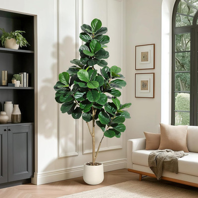 6 Ft Fiddle Leaf Fig Tree Artificial with 108 Leaves - Realistic Faux Ficus Lyra