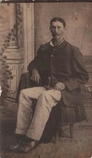 Victorian Cabinet Card Elderly Man Sitting Chair Studio 3x5" Photo K25
