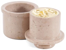 Marble Butter Keeper with Lid Handmade Verona French Crock for Countertop 4.2...