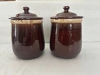 Vintage - Lot of 2 - McCoy Pottery Brown Drip Glaze Canisters with Lids #135