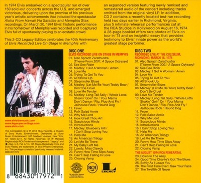 ELVIS PRESLEY - ELVIS RECORDED LIVE ON STAGE IN MEMPHIS [LEGACY EDITION] [DIGIPA
