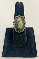 Native American sterling silver w/ green turquoise ring size 6.75/14mm - 40R