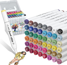 Alcohol Markers, 48 Colors Dual Tip Art Coloring Markers for Adult Coloring Book