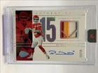 PATRICK MAHOMES II 2025 PANINI AUTHENTICALLY GAME USED PATCH AUTO /15 Q2091-R