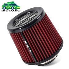 3 76mm Dry Air Filter Cold Air Intake Cone Replacement High Flow Inlet Red