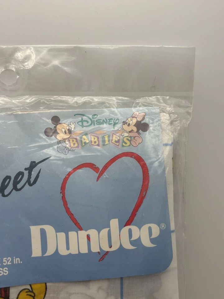 Sábana bajera ajustada vintage Dundee Disney Baby Mickey Minnie & Pluto NUEVA SELLADA Foto 4 de 4