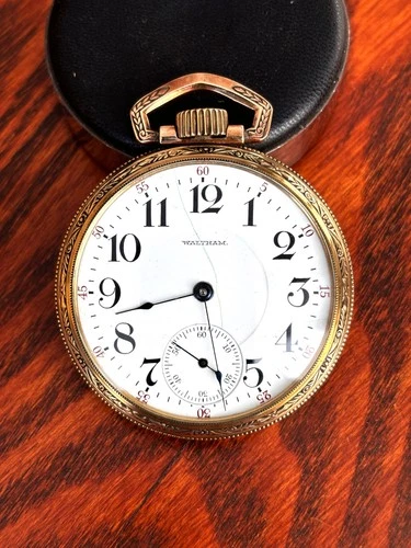 Rare 1913 Waltham Grade 636 16S 17J Gold Trim Mvt Only 4500 Made Runs Strong!