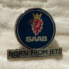 Saab Born From Jets Logo Lapel Pin - Blue Silver Automobiles Advertising