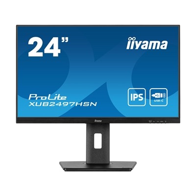 Iiyama Prolite XUB2497HSN-B2 24'' IPS Monitor USB-C Dock Rj45Lan Full HD 1Ms Hdm