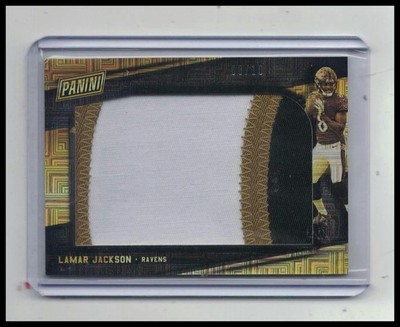 2018 Panini National VIP Jumbo Relics Gold Lamar Jackson RC 08/10 Ravens