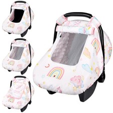 Baby Carseat Cover Girls, Pea Pod Unicorn Infant Car Seat Covers Canopy for N...