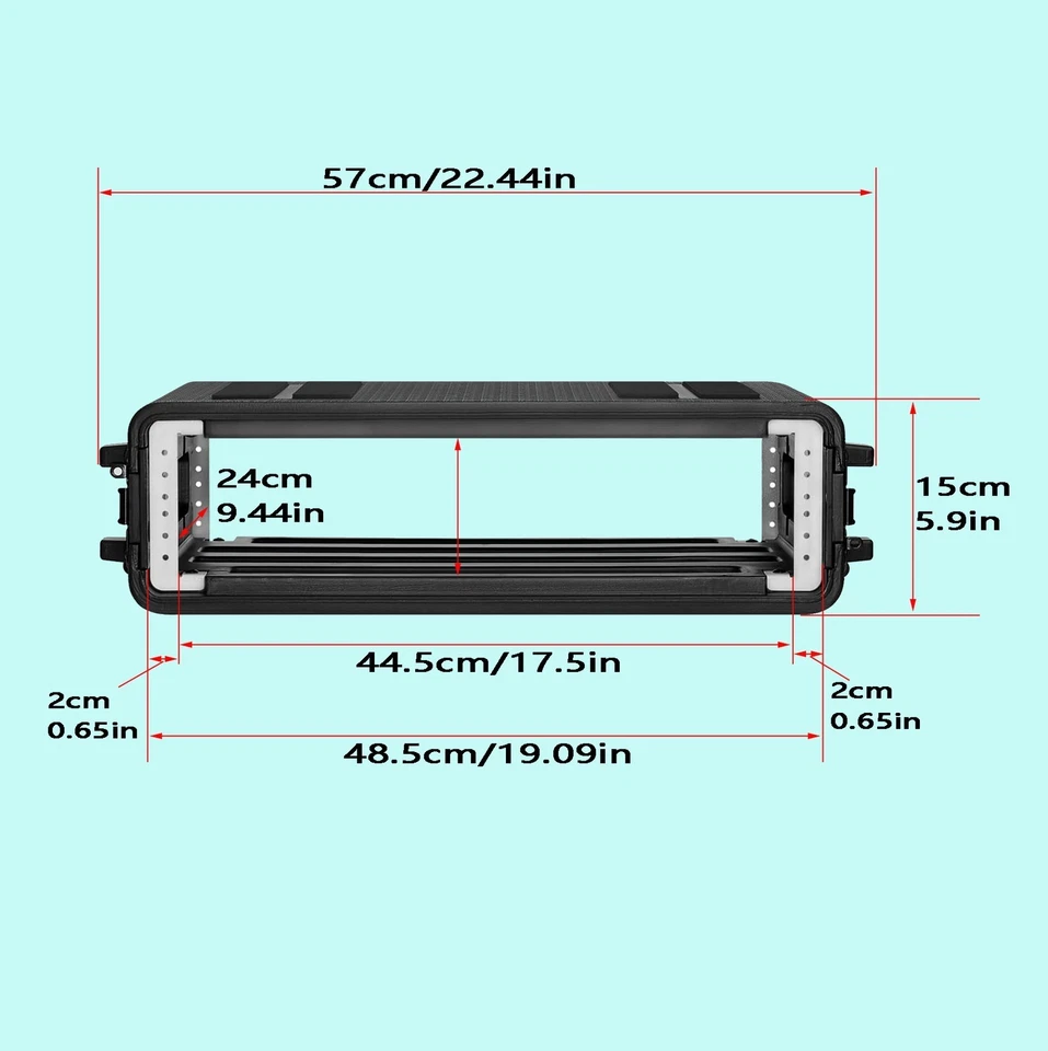 Estuche de rack 2U bloqueable 10,2 pulgadas de profundidad Estuche de vuelo de 2 espacios para equipos de audio profesional Foto 4 de 4