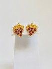 Vintage Avon Gold Purple Rhinestone Grapes Bunch Leaf Leaves Pierced Earrings — photo 7