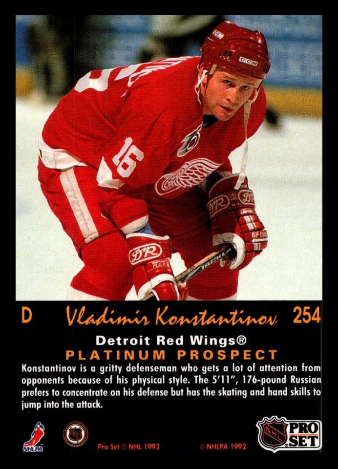 1991-92 Pro Set Platinum #254 Vladimir Konstantinov - Image 2 of 2