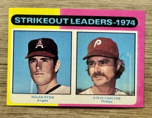 1975 Topps Baseball Card #312 Nolan Ryan-Steve Carlton-Strikeout Leaders EX-MINT