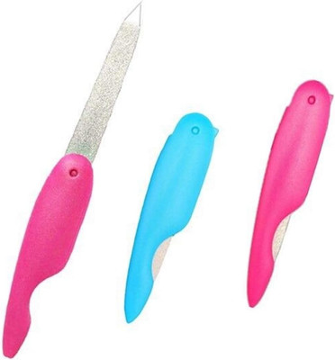 3Pcs Metal Folding Nail File Stainless Steel Fold Cuticle Professional Double Si