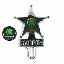 Light Up Green Dot Vintage Style Safety Star License Plate Topper Hot Rat Rod