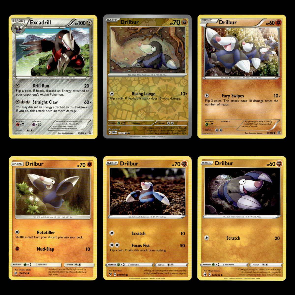 6x Excadrill Lot Drilbur 96 XY Primal Clash Pokemon Cards