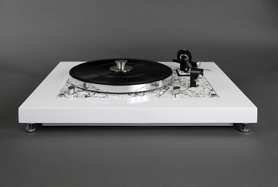 Restored Thorens TD 160 Turntable Marble Effect White Gloss