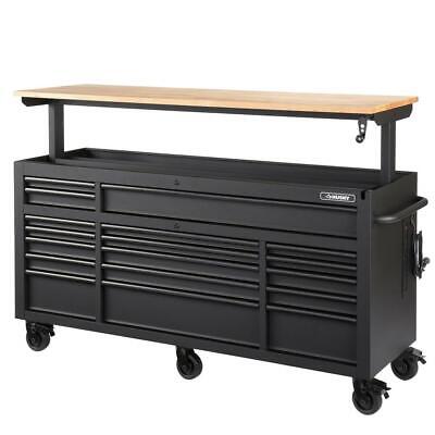 Tool Chest Work Bench Cabinet Adjustable Wood Top 72 in ...