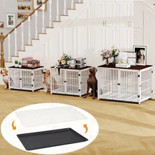 XXL All Breeds Dog Cage Crate Table Heavy Duty Iron Tube Kennel Easy Clean Tray